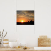 Poster Coucher de soleil de Kansas avec silhouette de mou (Cuisine)