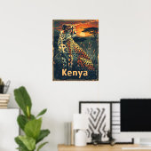 Poster Coucher de soleil de Kenya Cheeatah (Bureau à domicile)