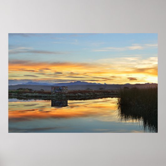 Poster Coucher de soleil de Laguna Nimez, El Calafate, Ar (Devant)