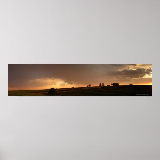 Poster Coucher de soleil de l'édifice en pierre (Devant)