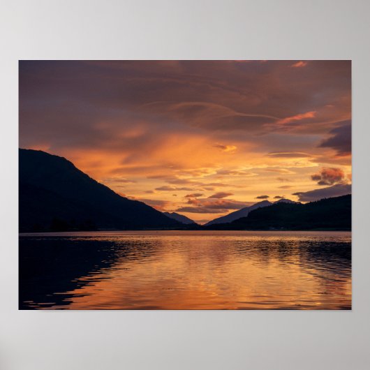 Poster Coucher de soleil de loch (Devant)