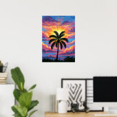 Poster Coucher de soleil de palmier chromatique (Bureau à domicile)