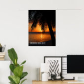 Poster Coucher de soleil de palmier tropical à Belize (Bureau à domicile)
