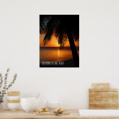 Poster Coucher de soleil de palmier tropical à Belize (Cuisine)