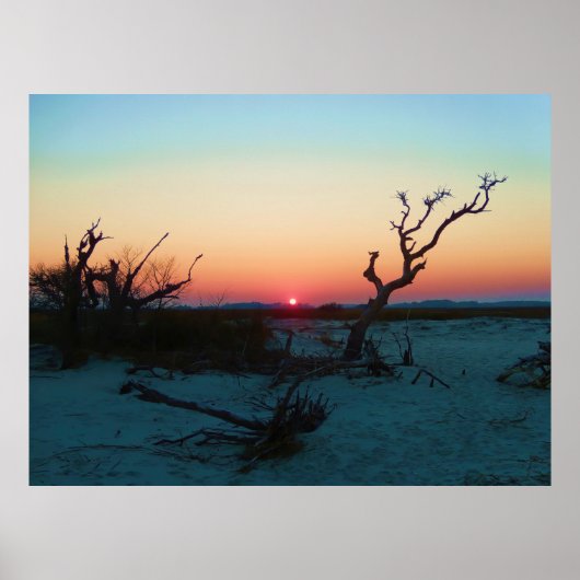Poster Coucher de soleil de plage de Folly (Devant)