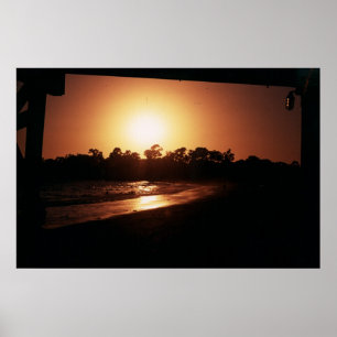 Poster coucher de soleil de plage de goleta, père Noël ba
