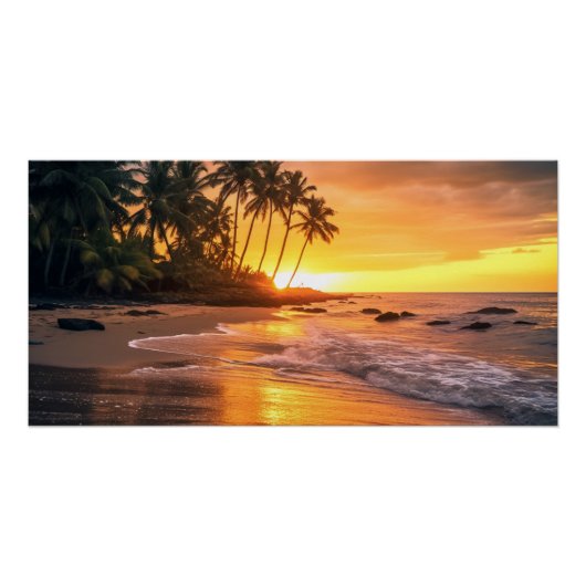 Poster Coucher de soleil de plage tropical (Devant)
