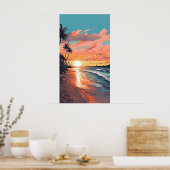 Poster Coucher de soleil de plage tropical (Cuisine)