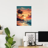 Poster Coucher de soleil de plage tropical (Bureau à domicile)