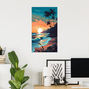 Poster Coucher de soleil de plage tropical