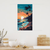 Poster Coucher de soleil de plage tropical (Cuisine)