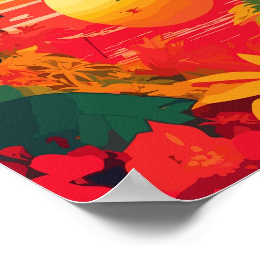 Poster Coucher de soleil de Reggae de l'île tropicale (Coin)