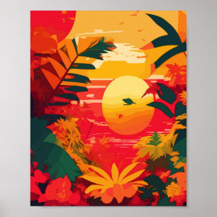 Poster Coucher de soleil de Reggae de l'île tropicale