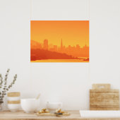 Poster Coucher de soleil de San Francisco. (Cuisine)