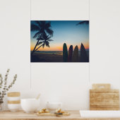 Poster Coucher de soleil de surf du paradis tropical (Cuisine)