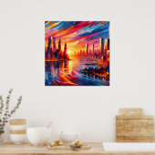 POSTER COUCHER DE SOLEIL DE VILLE (Cuisine)