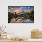 Poster Coucher de soleil d'Echo Peaks du lac Echo - Yosem (Cuisine)