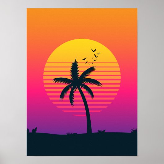 Poster Coucher de soleil des années 80 (Devant)