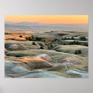 Poster Coucher de soleil des Badlands