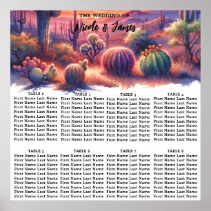 Poster Coucher de soleil désert lueur aquarelle mariage p