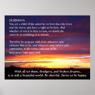 Poster coucher de soleil DESIDERATA