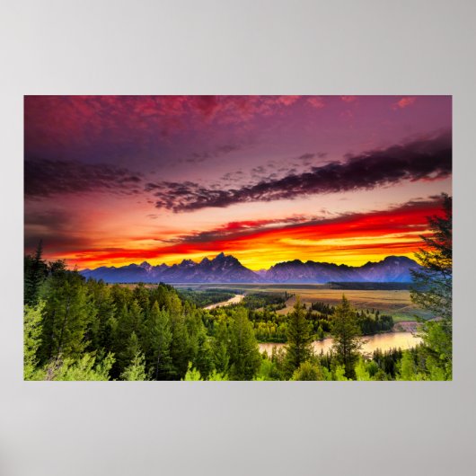 Poster Coucher de soleil d'été à Snake River Vue (Devant)