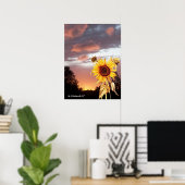 POSTER COUCHER DE SOLEIL D'ÉTÉ TOURNESOL ET ROSE (Bureau à domicile)