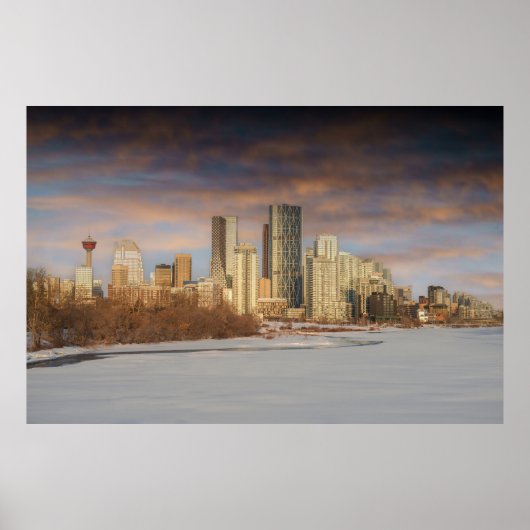 Poster Coucher De Soleil D'Hiver À Calgary Skyline (Devant)