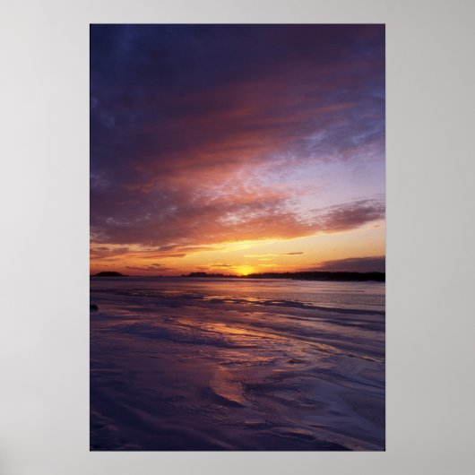 Poster Coucher de soleil d'hiver, parc Bluff Point State (Devant)