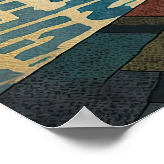 Poster Coucher de soleil d'observation de chats cubes sur (Coin)