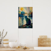 Poster Coucher de soleil d'observation de chats cubes sur (Cuisine)