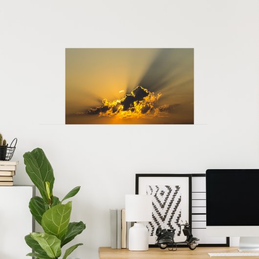 Poster Coucher de soleil d'or illumine un nuage (Bureau à domicile)