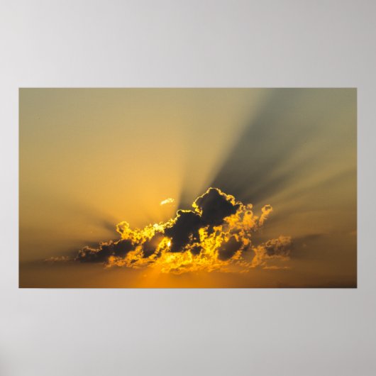 Poster Coucher de soleil d'or illumine un nuage (Devant)