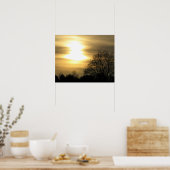 Poster Coucher de soleil doré avec arbres silhoués (Cuisine)