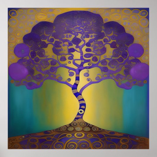 Poster Coucher de soleil doré style Klimt (Devant)