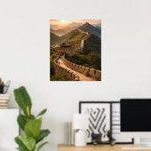 Poster Coucher de soleil doré sur la Grande Muraille (Bureau à domicile)