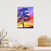 Poster Coucher de soleil Dream paysage aquarelle art (Cuisine)