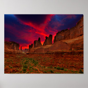 Poster Coucher de soleil du crépuscule du désert