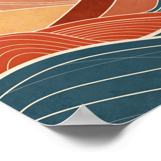 Poster Coucher de soleil du désert moderne du milieu du s (Coin)