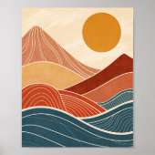 Poster Coucher de soleil du désert moderne du milieu du s (Devant)