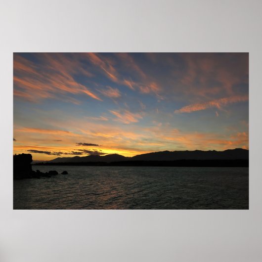 Poster Coucher de soleil du lac Pukaki (Devant)