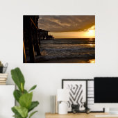 Poster Coucher de soleil du Pacifique à Père Noël Monica (Bureau à domicile)