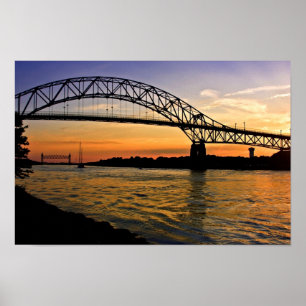 Poster Coucher de soleil du pont Bourne