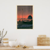 Poster Coucher de soleil du port par Kawase Hasui (Cuisine)