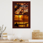 Poster Coucher de soleil en automne Faux Cherry Wood Wind (Cuisine)