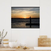 Poster Coucher de soleil en Floride avec pélican (Cuisine)