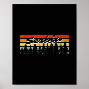 Poster Coucher de soleil en forêt de Serbie Cabane Souven