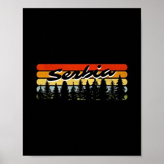 Poster Coucher de soleil en forêt de Serbie Cabane Souven (Devant)