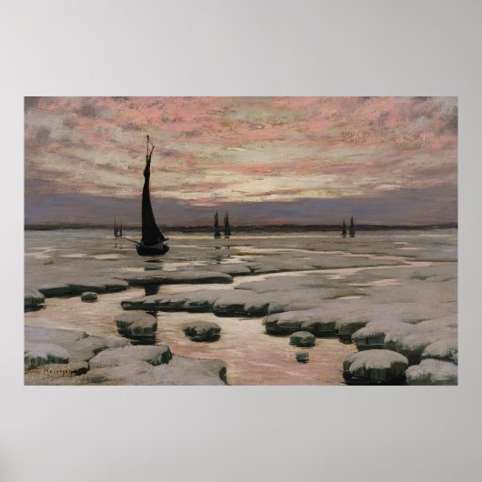 Poster Coucher de soleil en hiver (Devant)