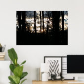 Poster Coucher de soleil en hiver dans la forêt (Bureau à domicile)